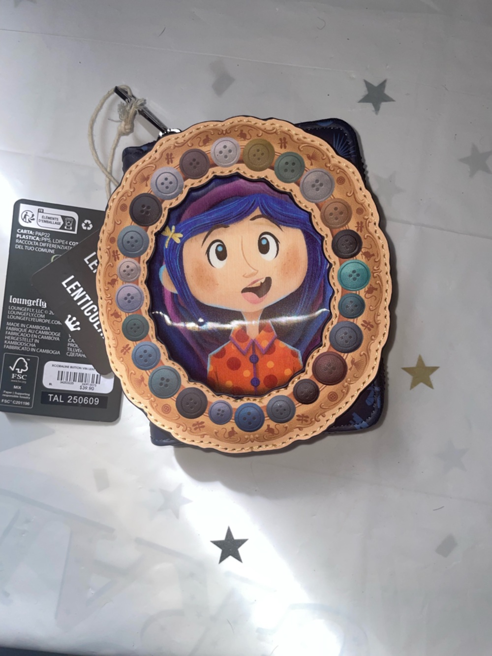 Loungefly Coraline Portal Button Frame Lenticular Zip Wallet